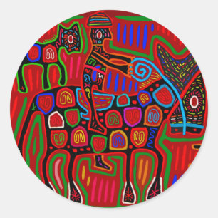 Panama Mola - Rettet einen Pferdeschlitten Runder Aufkleber