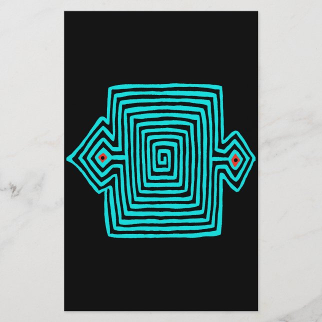 Panama Mola Tortoise - Blau Schwarz Briefpapier (Vorderseite)