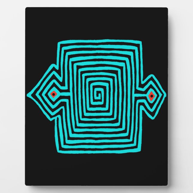 Panama Mola Tortoise - Blau Schwarz Fotoplatte (Vorderseite)