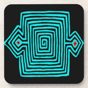 Panama Mola Tortoise - Blau Schwarz Getränkeuntersetzer