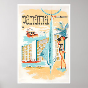 Panama-Reiseposter Marlin-Angeln-Kunst Zentral Poster