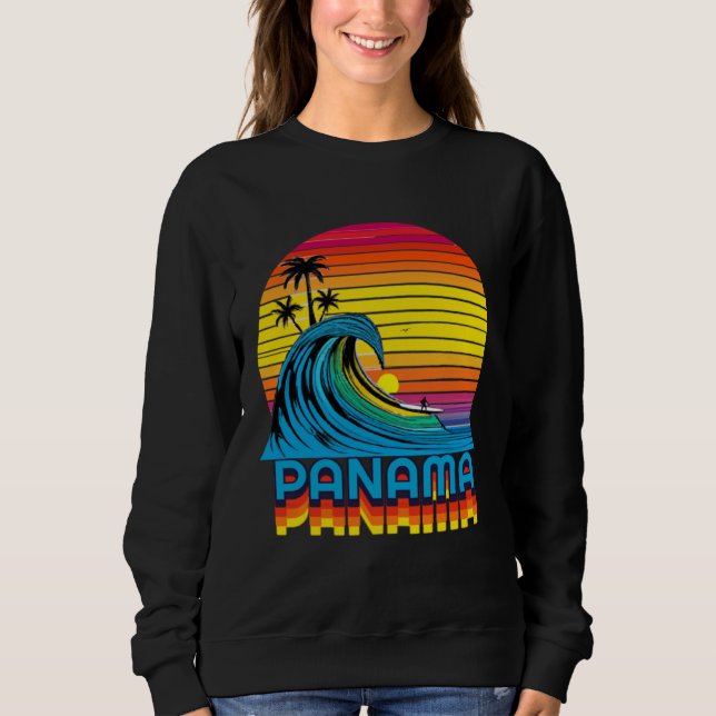 Panama Retro Throwback Surf & Beach Souvenir Sweatshirt (Vorderseite)