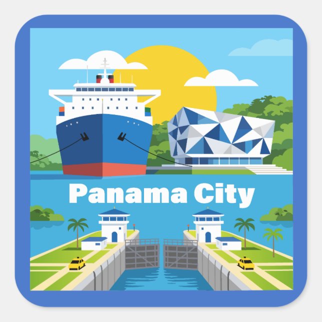 Panama-Stadt Panama Quadratischer Aufkleber (Vorderseite)
