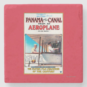 Panama und der Kanal-Flugzeug-Film-Promo-Poster Steinuntersetzer