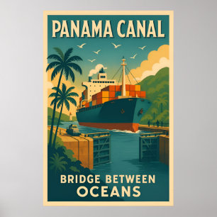 Panamakanal Brücke zwischen Ozeanen Vintage Reise Poster