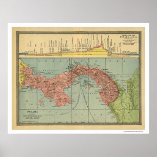 Panamakanalkarte - 1904 poster