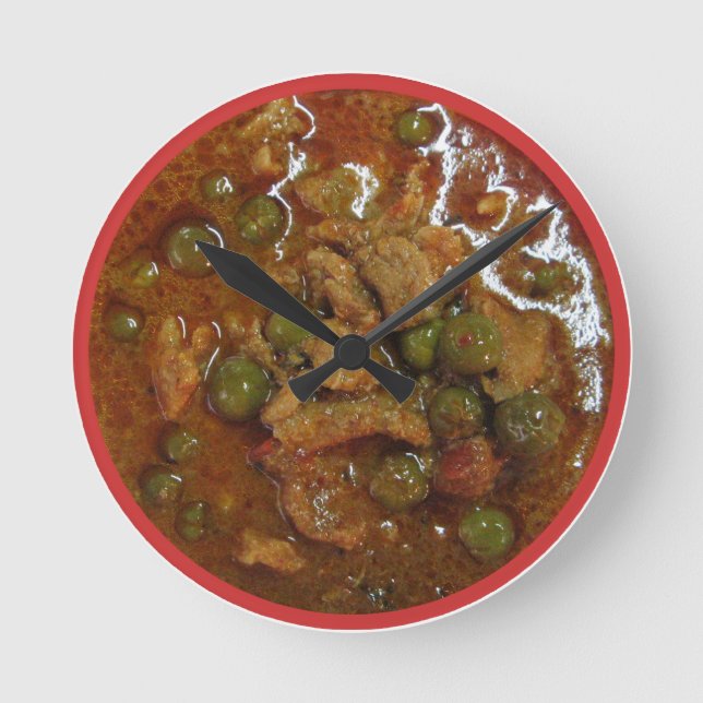 Panang Thai Curry [พ ะ น ง] ... Thailand Street Fo Runde Wanduhr (Vorderseite)