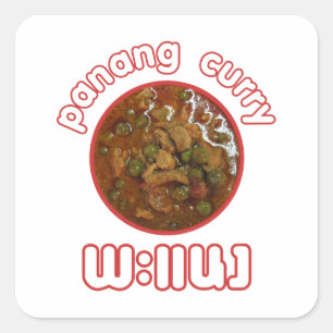 Panang Thai Curry ... Thailand Street Food Quadratischer Aufkleber