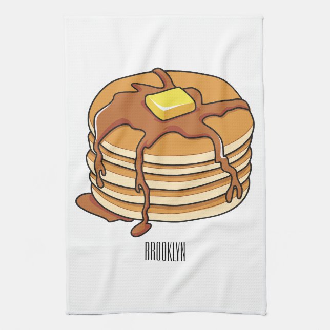 Pancake Cartoon Geschirrtuch (Vertikal)