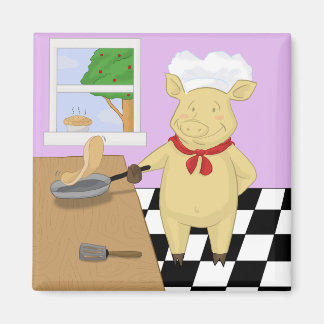 Pancake Drehend Schweinefleisch Koch Magnet
