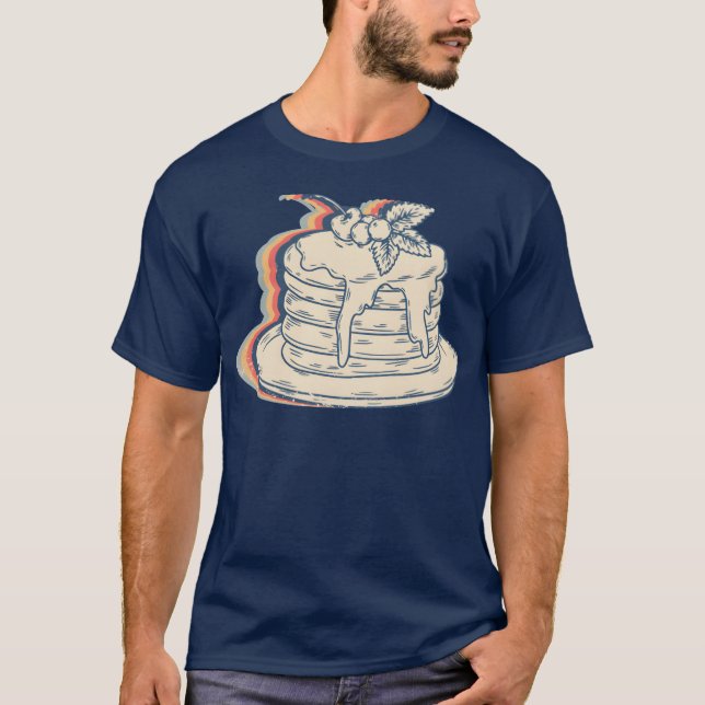 Pancake Food Retro Line Art boy T-Shirt (Vorderseite)