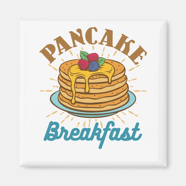 Pancake Frühstück Vintag Pancakes Lover Magnet (Vorne)
