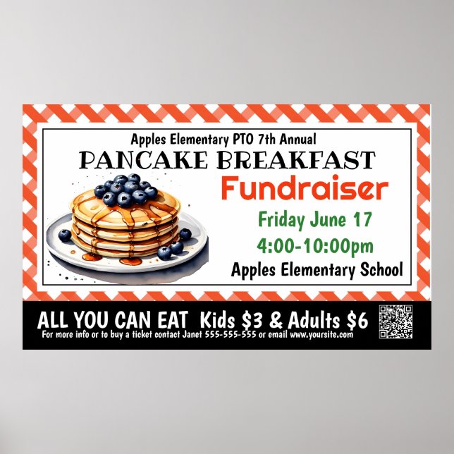 PANCAKE Fundraiser PTO PTA Church Banner Poster (Vorne)