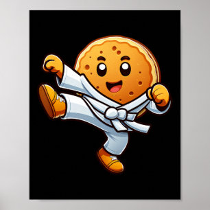 Pancake Pan Karate Taekwondo Kick Boys Girl Poster