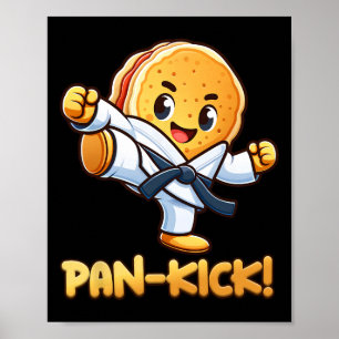 Pancake Pan Karate Taekwondo Kick Boys Girl Poster
