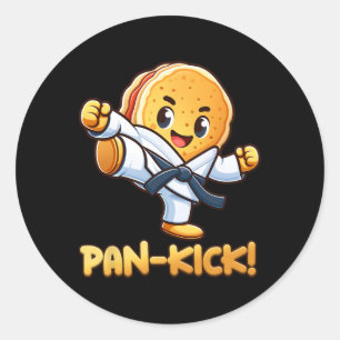 Pancake Pan Karate Taekwondo Kick Boys Girl Runder Aufkleber