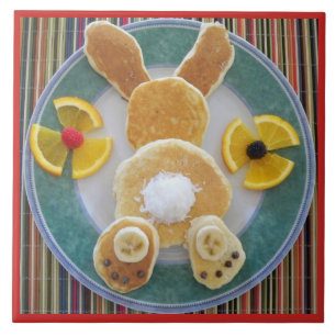 Pancake Rabbit Breakfast Designer Tile Trivet Fliese
