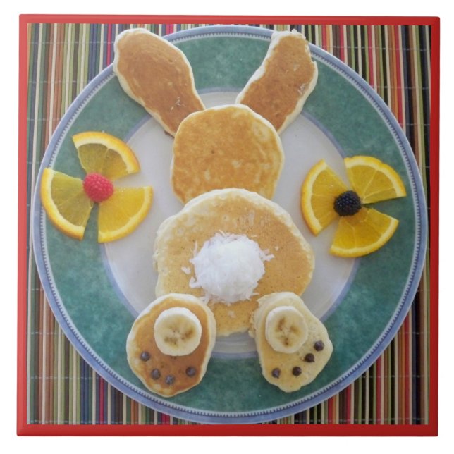 Pancake Rabbit Breakfast Designer Tile Trivet Fliese (Vorderseite)