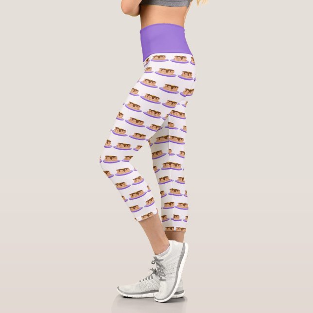 Pancake Stack Lila Plate Muster Capri Leggings (Links)