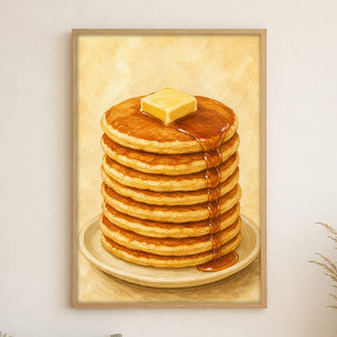 Pancake-Stack-Wasserfarben-Cottagecore-Kunstposter Poster