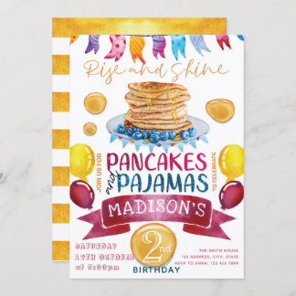 Pancake und Pajamas Birthday PJ's Party Einladung