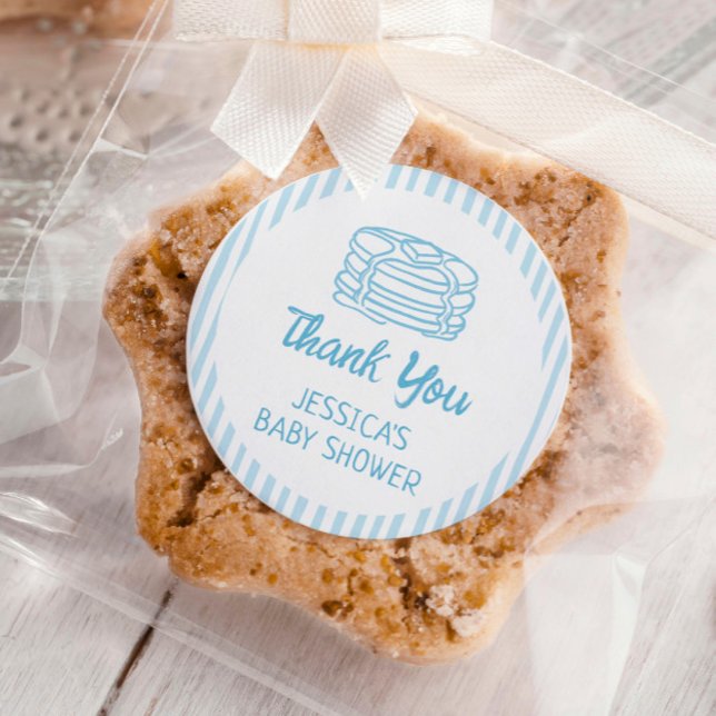 Pancakes and Pajamas Breakfast Boy Baby Shower Runder Aufkleber (Von Creator hochgeladen)