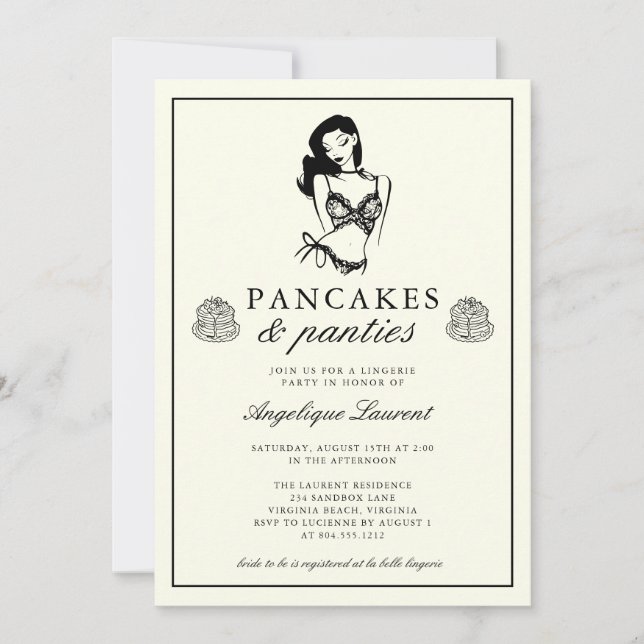 Pancakes and Panties Lingerie Bridal Shower  Einladung (Vorderseite)