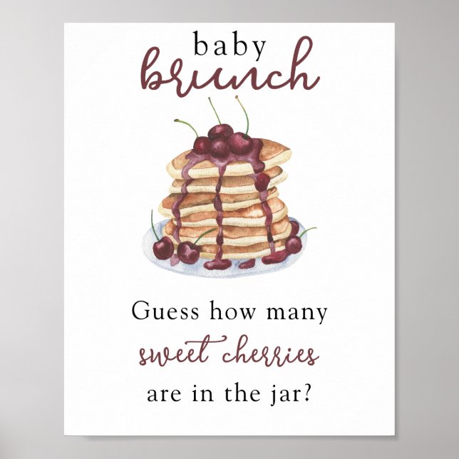 Pancakes Baby Dusche Rate wie viele Kirschen Poster (Vorne)