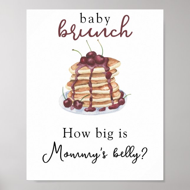 Pancakes Baby Dusche Wie groß ist Mama's Bauch? Poster (Vorne)