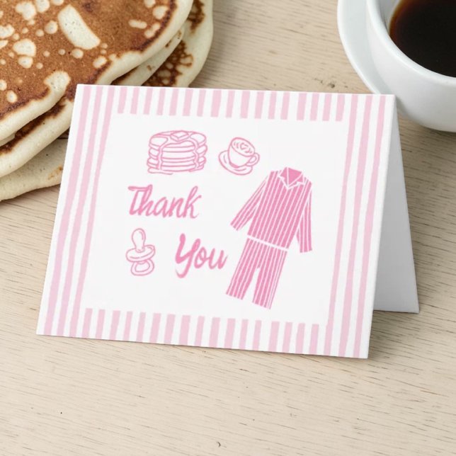 Pancakes Breakfast Girl Baby Shower Dankeskarte (Von Creator hochgeladen)