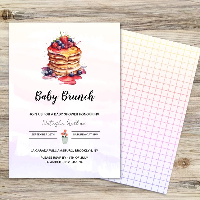 Pancakes Brunch Gender Neutral Baby Dusche Einladung (Von Creator hochgeladen)