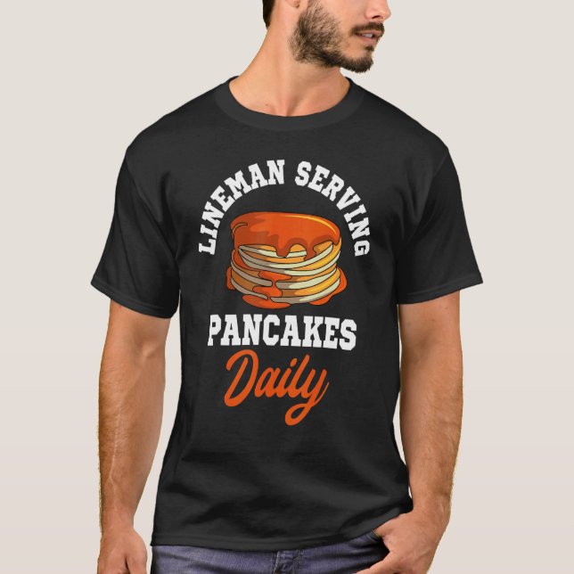 Pancakes Lineman Waffle Frühstück Flapjack Hotcake T-Shirt (Vorderseite)