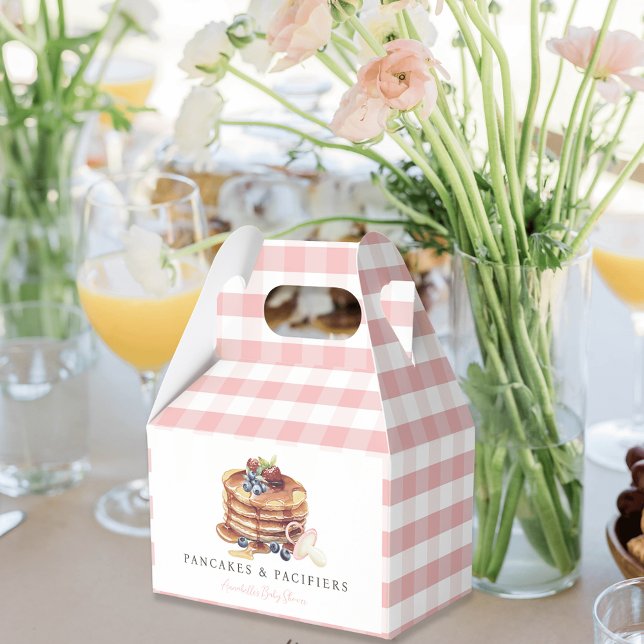 Pancakes & Pacifiers Pink Gingham Girl Baby Shower Geschenkschachtel (Von Creator hochgeladen)