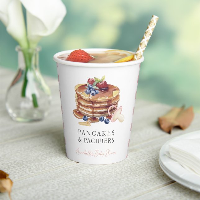 Pancakes & Pacifiers Rosa Gingham Mädchen Baby-Par Pappbecher (In Situ)
