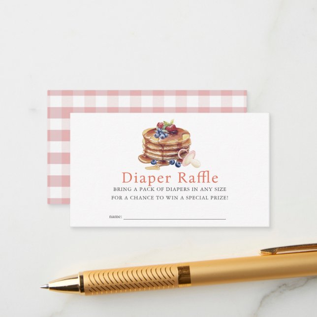 Pancakes & Pacifiers Rosa Windel-Raffle-Ticket Begleitkarte (Vorderseite/Rückseite Beispiel)