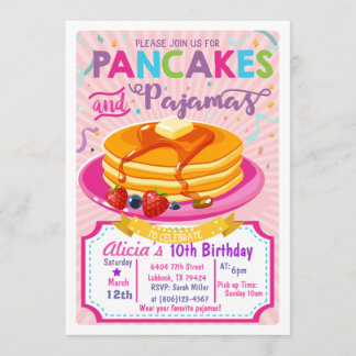 Pancakes Pajamas Geburtstag Einladung Girl Party