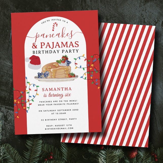 Pancakes Pajamas PJ's Girl Christmas Birthday Einladung (Pancakes Pajamas PJ's Girl Christmas Birthday Invitation)