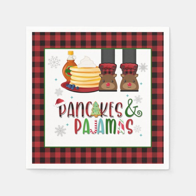 Pancakes & Pajamas Weihnachts-Party Napkin - W Serviette (Vorderseite)