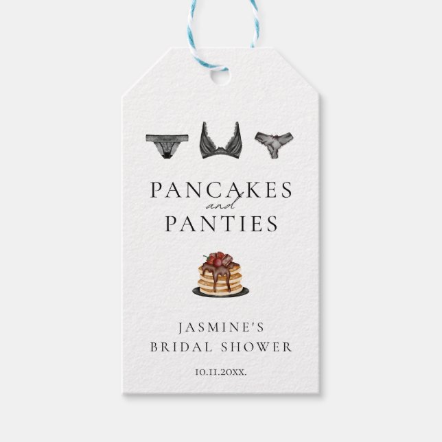 Pancakes & Panties Lingerie Brautparty Modern Geschenkanhänger (Vorderseite)