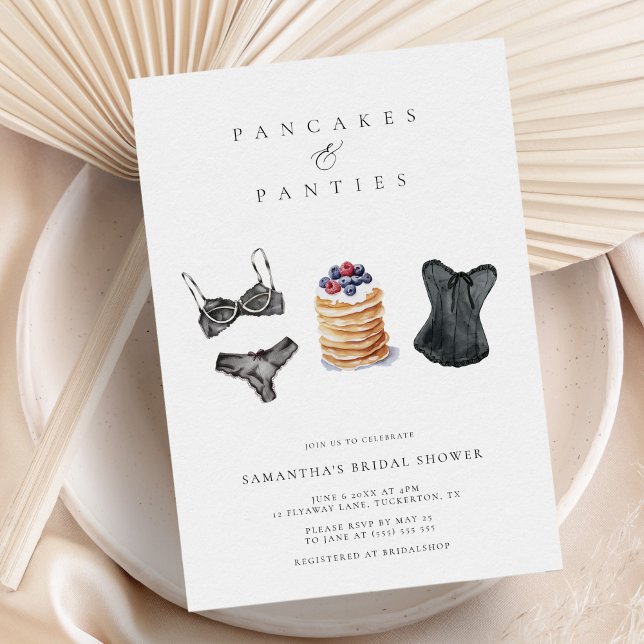 Pancakes & Panties Modern Lingerie Bridal Shower Einladung (Von Creator hochgeladen)