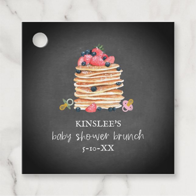 Pancakes & Schnullers Babydusche Brunch Chalkboard Geschenkanhänger (Vorderseite)