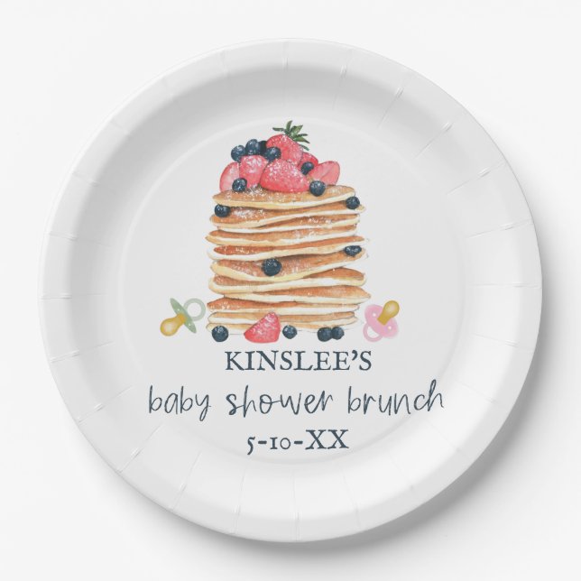 Pancakes & Schnullers Babydusche Brunch Pappteller (Vorderseite)