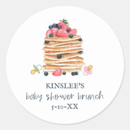 Pancakes & Schnullers Babydusche Brunch Runder Aufkleber