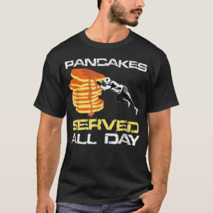 Pancakes serviert den ganzen Tag Spaß Lineman Foot T-Shirt