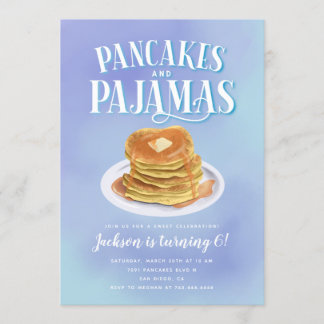Pancakes und Pajamas Boys Geburtstagsparty Einladung