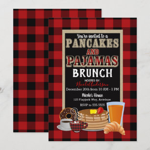 Pancakes und Pajamas Brunch Rotes Buffalo Kariert Einladung