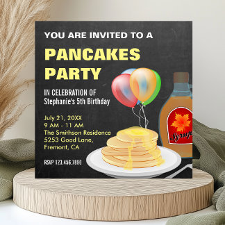 Pancakes und Pajamas Chalkboard Geburtstagsparty Einladung
