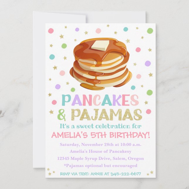 Pancakes und Pajamas Einladung | Pajama-Party (Vorderseite)