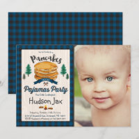 Pancakes und Pajamas Geburtstagseinladung Kariert