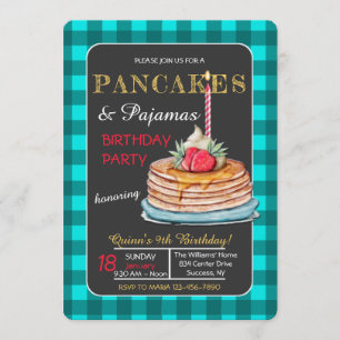 Pancakes und Pajamas Geburtstagsparty Einladung